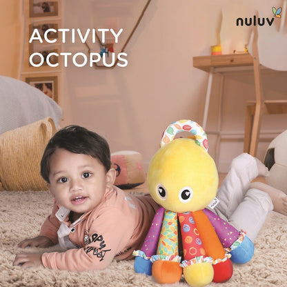Nuluv Activity Octopus Early Learning Play Soft Toy with Crinkle Sound Rattle for Baby 3 Months+