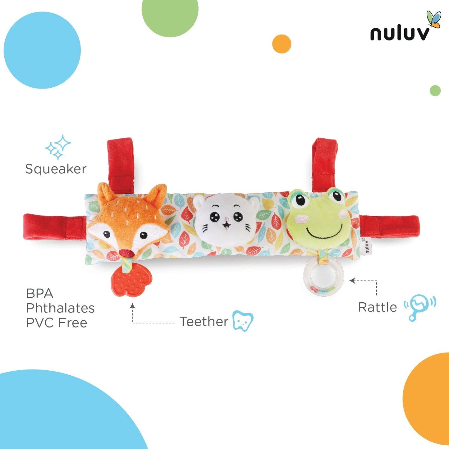 Nuluv Stroller-Cot Plush Toy, Rattle Toys for Crib, Pram, Newborn Sensory Toy Best Gift for 0-12 Months - Multicolor