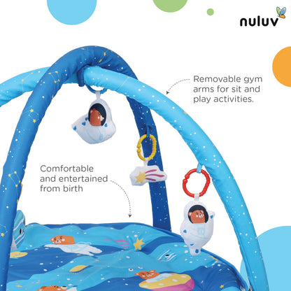 Nuluv Baby Playgym for Babies | Activity Play Gym Mat with 5 Hanging Toys|Foldable&Durable Cotton Play Mat|Baby Crawling Mats for Floor for 0 to 24 Months (Space)