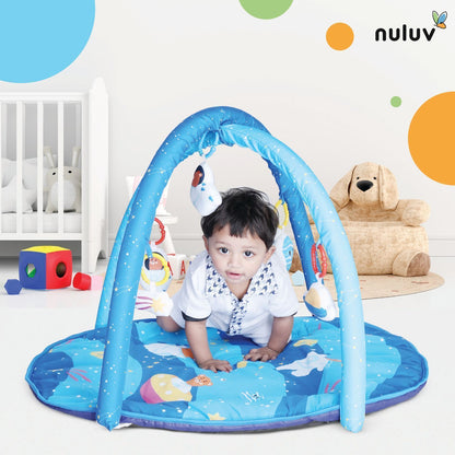 Nuluv Baby Playgym for Babies | Activity Play Gym Mat with 5 Hanging Toys|Foldable&Durable Cotton Play Mat|Baby Crawling Mats for Floor for 0 to 24 Months (Space)