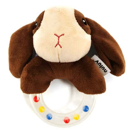 Nuluv Puppy Rattle Plush Toy, Soft Grip, Colorful Beads for Sensory Development, Perfect for 3 Months+ Babies