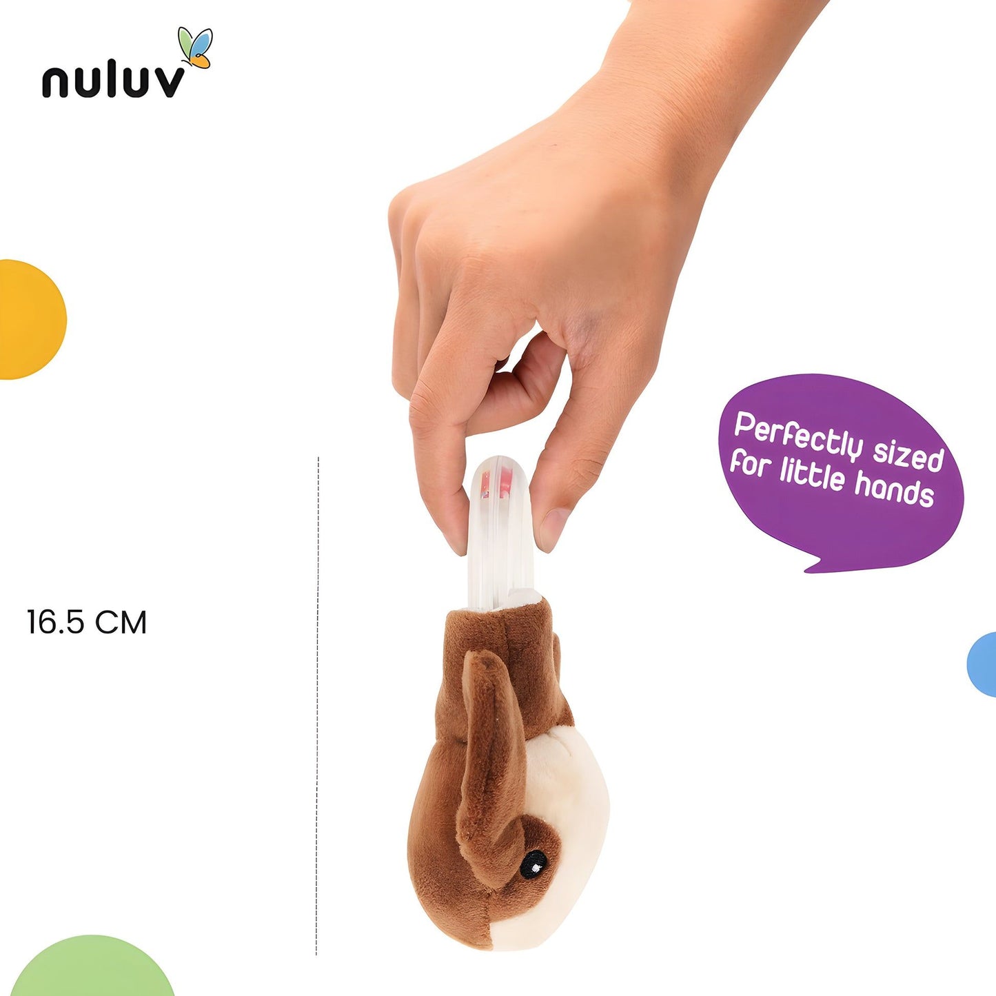 Nuluv Puppy Rattle Plush Toy, Soft Grip, Colorful Beads for Sensory Development, Perfect for 3 Months+ Babies