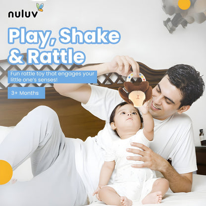 Nuluv Puppy Rattle Plush Toy, Soft Grip, Colorful Beads for Sensory Development, Perfect for 3 Months+ Babies