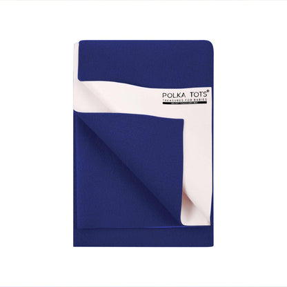 Polka Tots Velvet Indigo Blue Pink Waterproof & Reusable Baby Bed Protector Absorbent Mat Dry Sheet (Small)