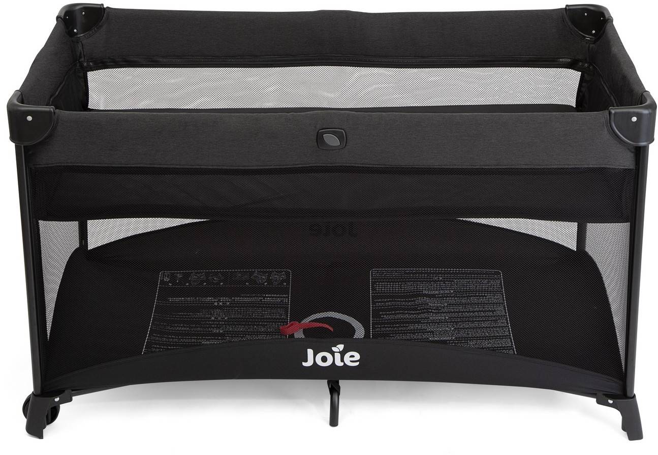 Joie Allura 120 Travel Cot – Full-Size Bassinet, Mesh Ventilation, Zippered Side Entry, Removable Mattress, Carry Bag & Wheels – from Birth to 15 kg