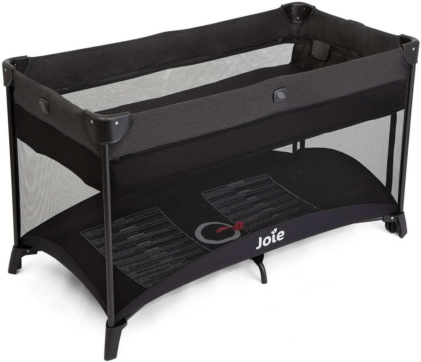 Joie Allura 120 Travel Cot – Full-Size Bassinet, Mesh Ventilation, Zippered Side Entry, Removable Mattress, Carry Bag & Wheels – from Birth to 15 kg
