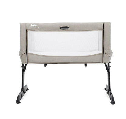 Joie Roomie Go Bedside Crib – Portable Baby Bassinet with Travel Bag, One-Hand Drop Side, Tilt Incline & Mesh Panels | Adjustable Height, Lockable Wheels & Washable Mattress Cover | 0–9kg