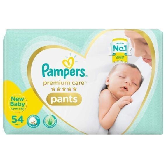 Pampers Premium Care Pants Diapers, New Born ( 54 Count)