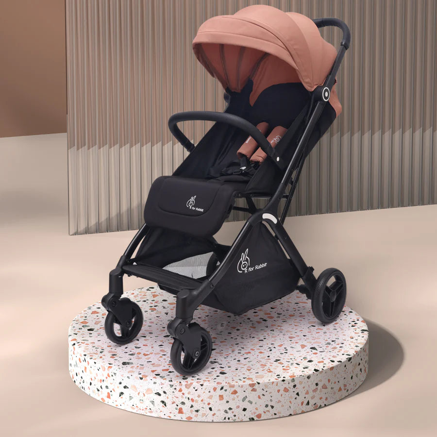 R For Rabbit Street Smart Ace Auto Fold Kids Stroller, Peach Black