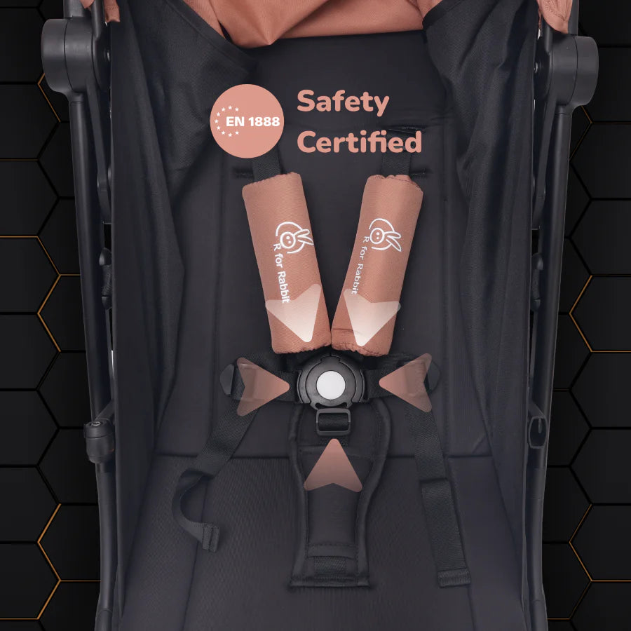 R For Rabbit Street Smart Ace Auto Fold Kids Stroller, Peach Black