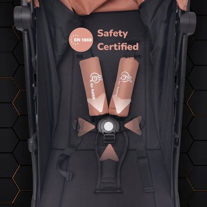 R For Rabbit Street Smart Ace Auto Fold Kids Stroller, Peach Black