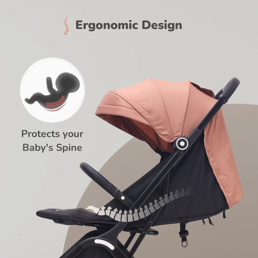 R For Rabbit Street Smart Ace Auto Fold Kids Stroller, Peach Black