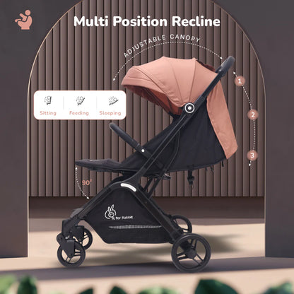 R For Rabbit Street Smart Ace Auto Fold Kids Stroller, Peach Black