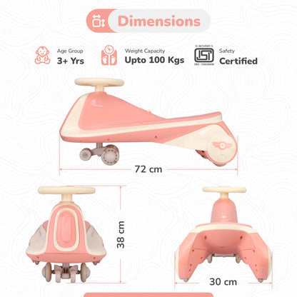 R for Rabbit Iya Iya Sportz swing car for kids Peach Grey
