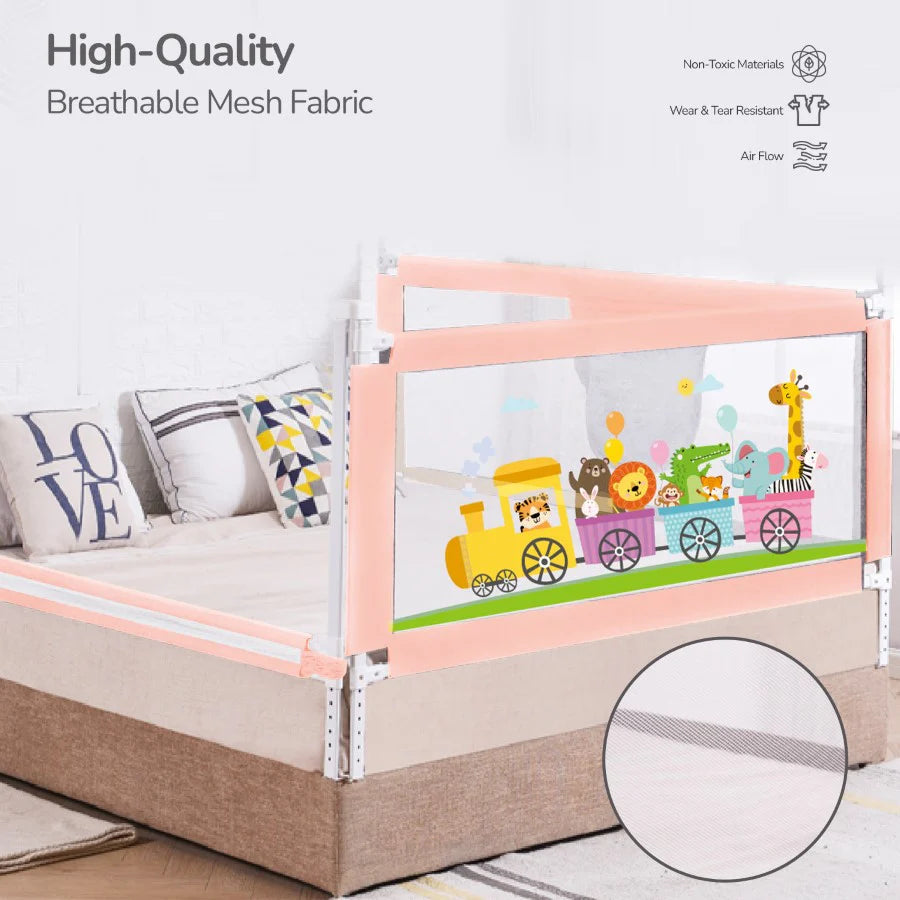 R for Rabbit Safari Bed Rail for Baby Easy Install, Anti-Fall Safeguard for Toddler Safety, Pink