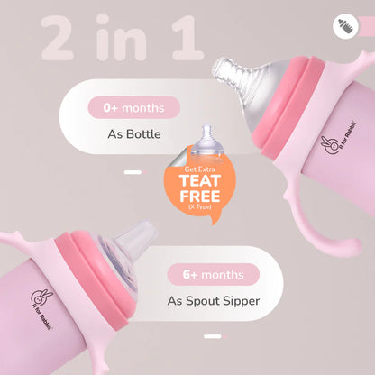 R For Rabbit Steebo Fusion Spout Cup Stainless Steel Bottle For Kids, Leak Proof, Pink