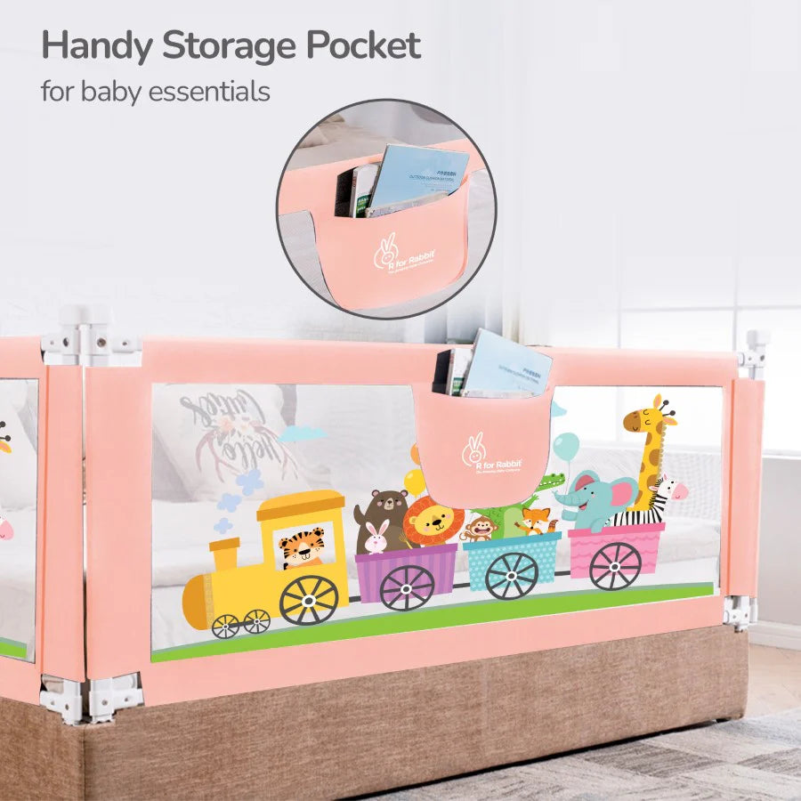 R for Rabbit Safari Bed Rail for Baby Easy Install, Anti-Fall Safeguard for Toddler Safety, Pink