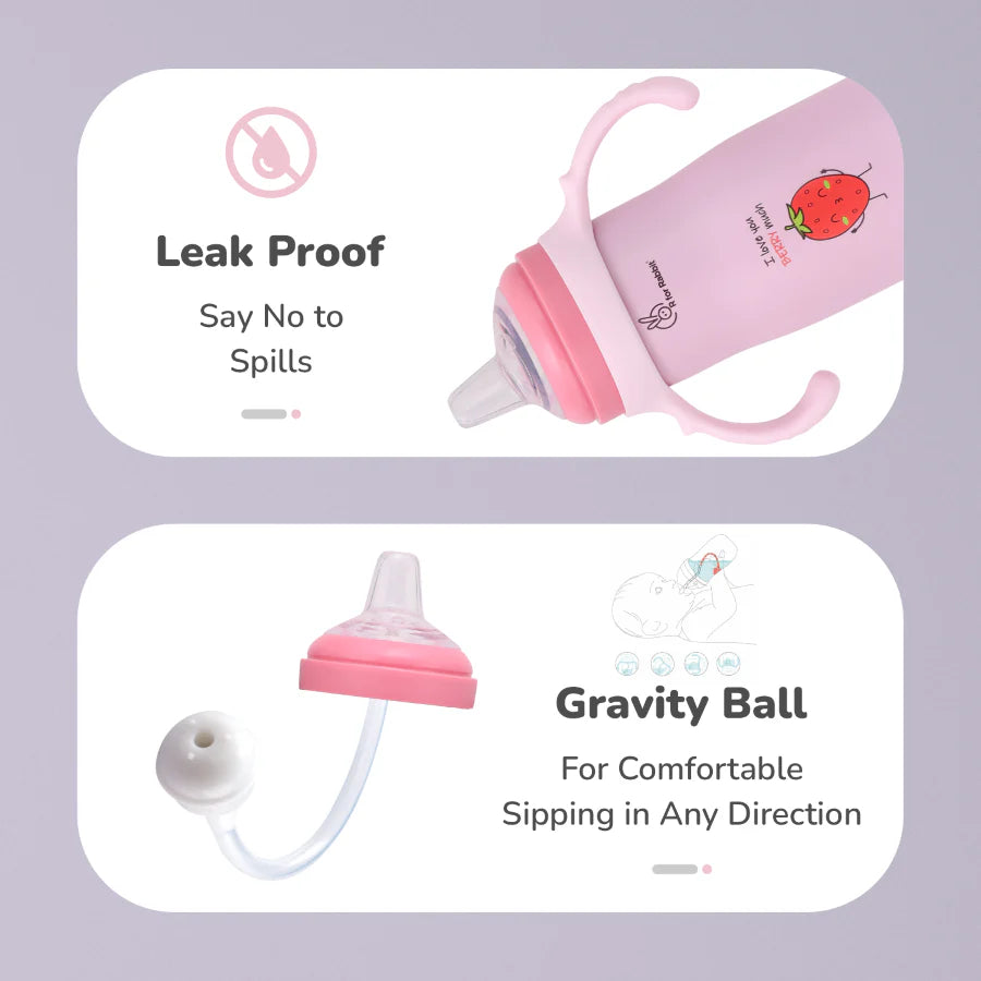 R For Rabbit Steebo Fusion Spout Cup Stainless Steel Bottle For Kids, Leak Proof, Pink