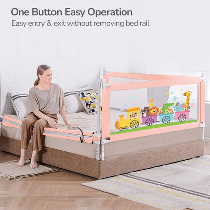 R for Rabbit Safari Bed Rail for Baby Easy Install, Anti-Fall Safeguard for Toddler Safety, Pink