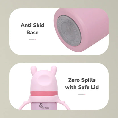 R For Rabbit Steebo Fusion Spout Cup Stainless Steel Bottle For Kids, Leak Proof, Pink