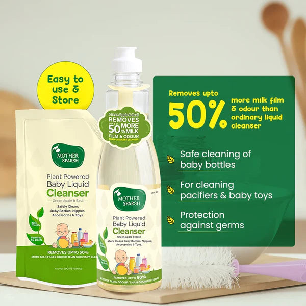 Mother Sparsh Plant Powered Natural Baby Liquid Cleanser Refill Pack, Pack of 2