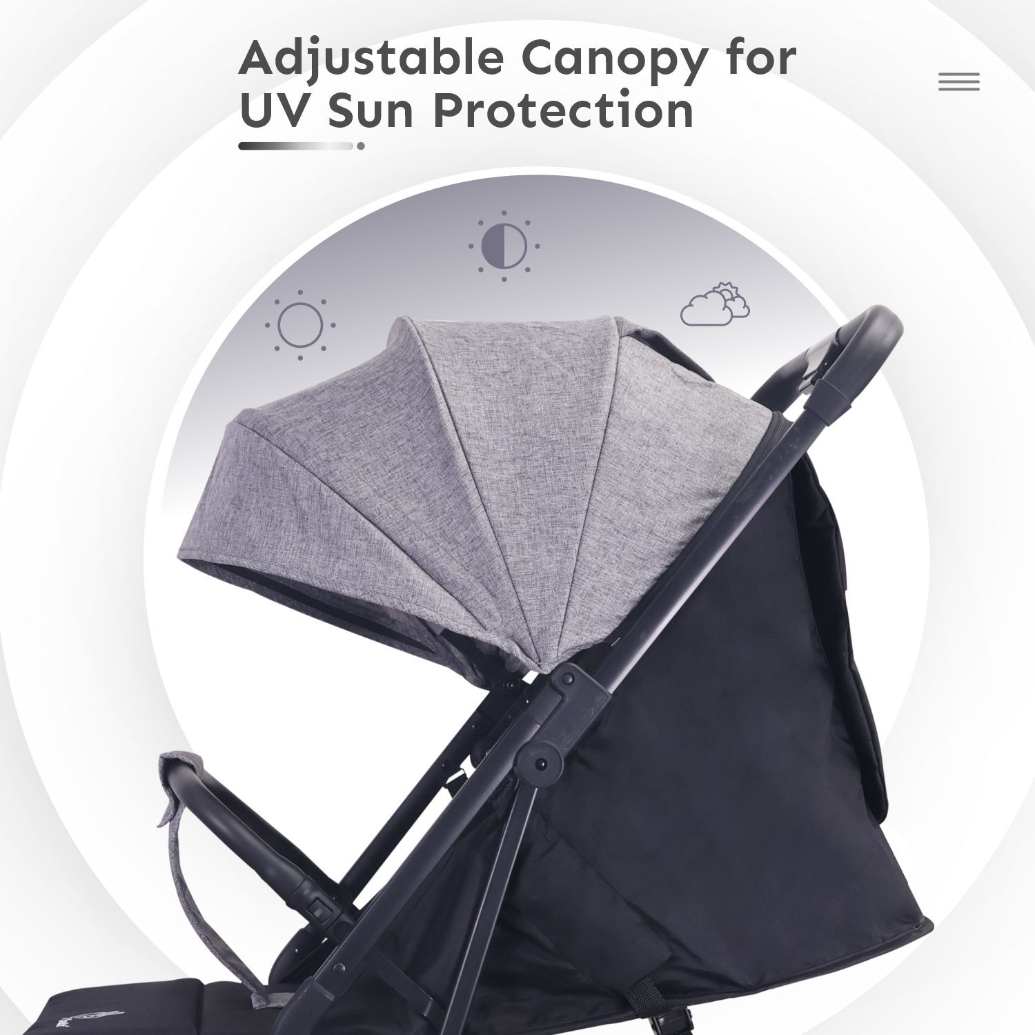 R for Rabbit Pocket Air Lite Stroller - One Hand Fold, Light Weight, Travel Friendly, Adjustable Canopy Grey