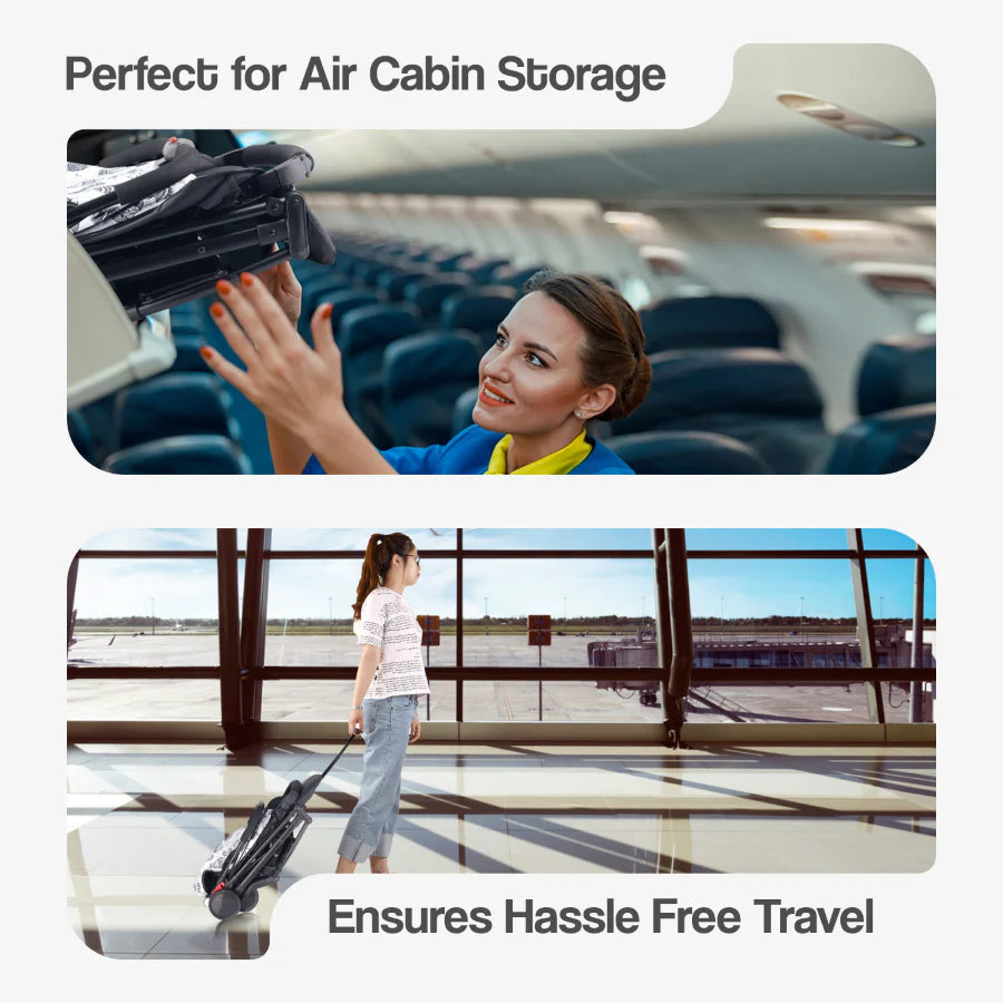 R For Rabbit Pocket Lite Travel System Kids Stroller With Infant Car Seat to a Carry Cot, Rocker or Feeding chair, Black Multi