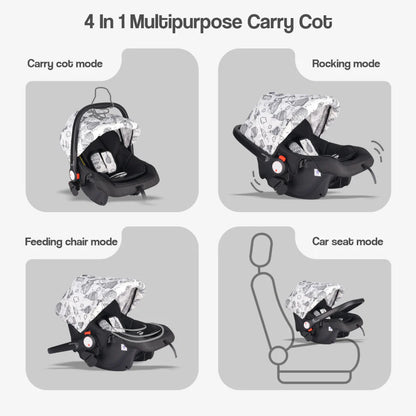 R For Rabbit Pocket Lite Travel System Kids Stroller With Infant Car Seat to a Carry Cot, Rocker or Feeding chair, Black Multi