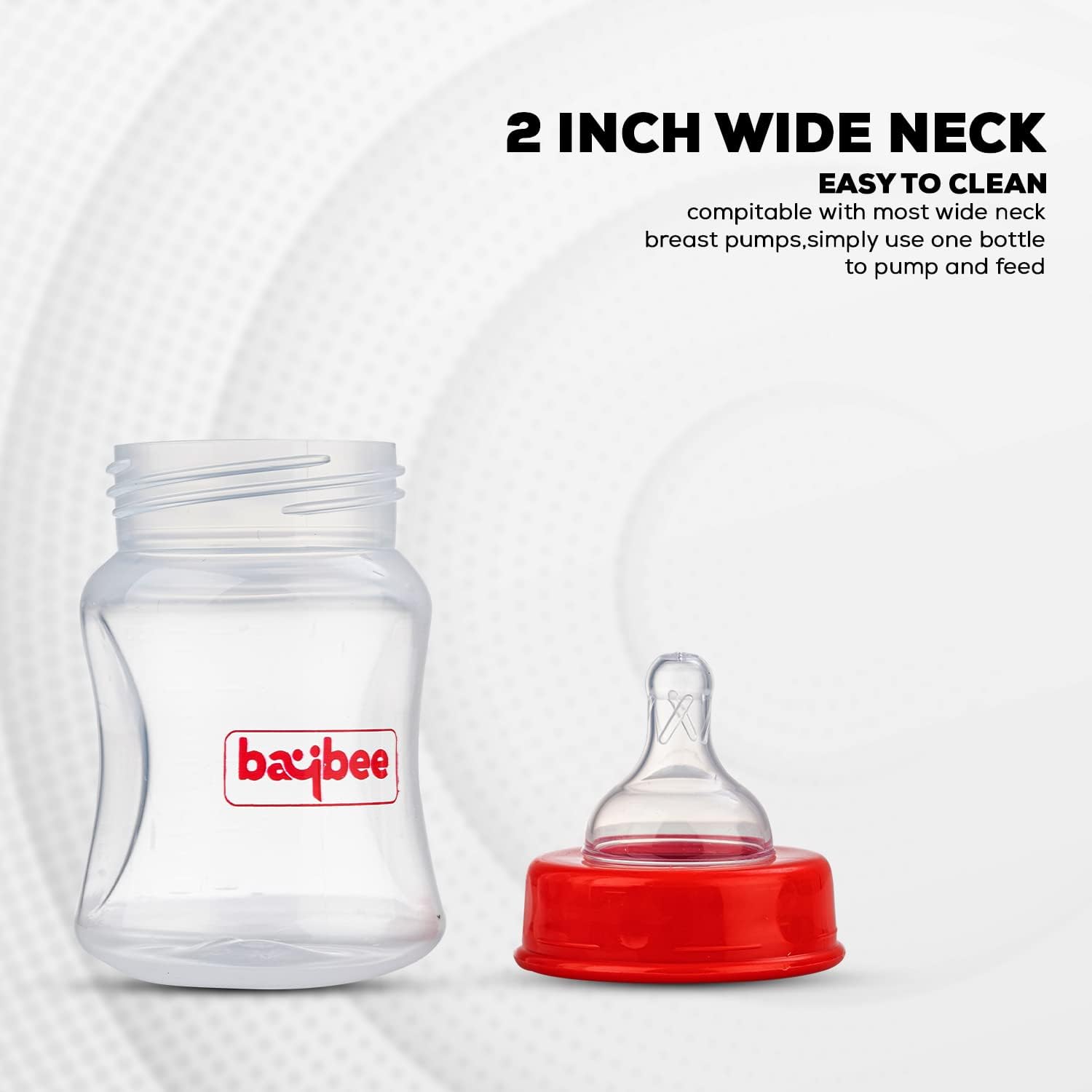 Baybee Natural Flow 150ml Milk Container for Newborn | BPA-Free, Leak-Proof, Anti-Colic, Wide Neck, Easy to Clean | Safe Baby Milk Dispenser for Infants 3+ Months | Baby Essentials (Red)