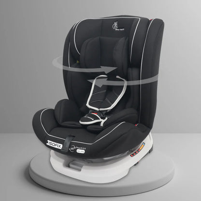 R For Rabbit Jack N Jill Grand ISOFIX Baby Car Seat Convertible 360 Rotatable Kids Car Seat, Pure Black