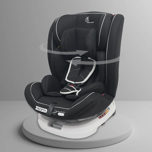 R For Rabbit Jack N Jill Grand ISOFIX Baby Car Seat Convertible 360 Rotatable Kids Car Seat, Pure Black