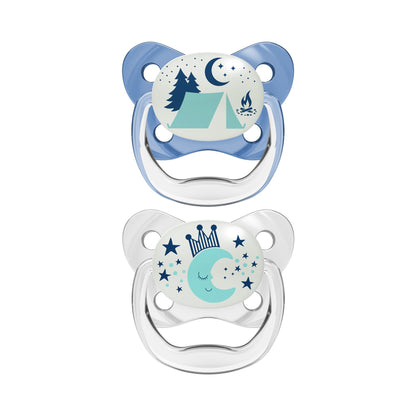 Dr. Brown's Cotton Prevent Glow in The Dark Butterfly Shield Soother for Infant - Stage 2, Blue, Pack of 2, 6M to 18M