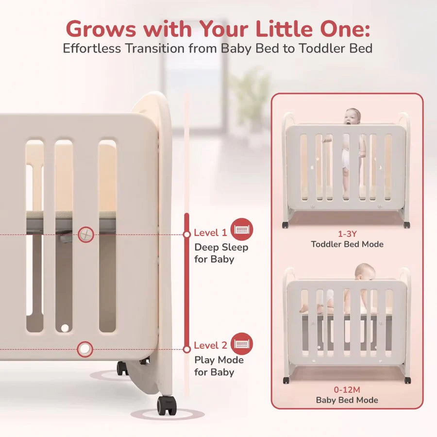 R for Rabbit Dream N Play Baby Cot 2-in-1 Multipurpose Converted From Cot into a Rocking Cot