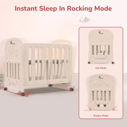 R for Rabbit Dream N Play Baby Cot 2-in-1 Multipurpose Converted From Cot into a Rocking Cot