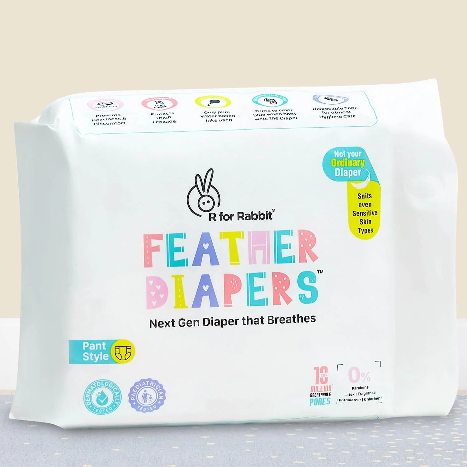 R for Rabbit Feather Diaper Taped Style Pants Size XXXL (Pack of 24)