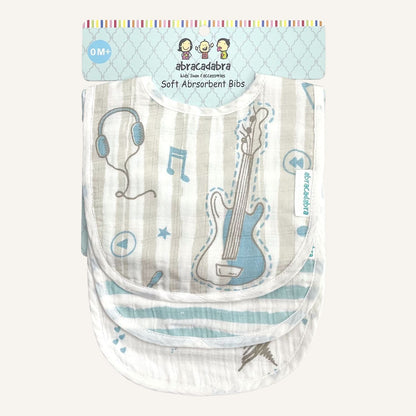 Abracadabra Muslin Bibs - Rockstar Pack of 3