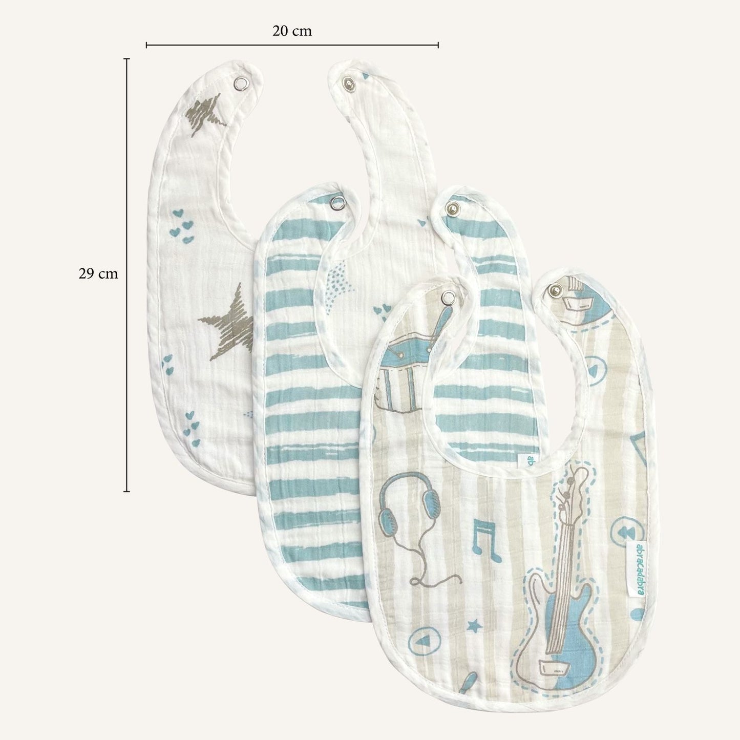 Abracadabra Muslin Bibs - Rockstar Pack of 3
