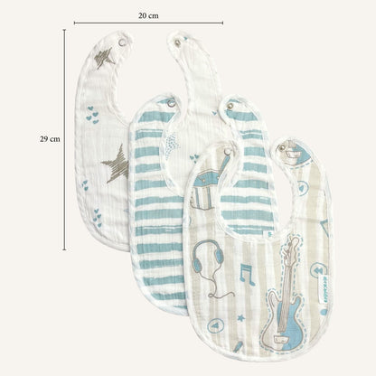 Abracadabra Muslin Bibs - Rockstar Pack of 3