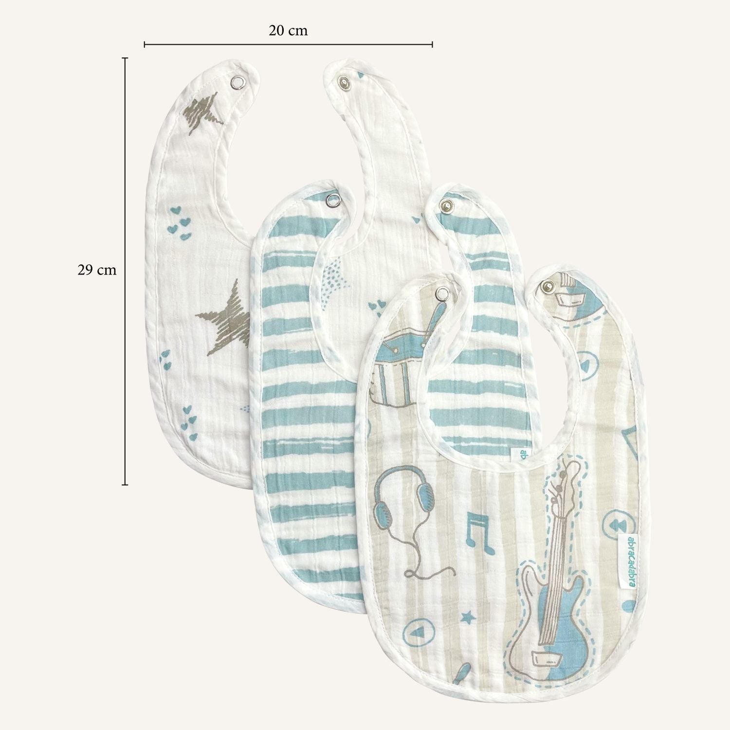 Abracadabra Muslin Bibs - Rockstar Pack of 3