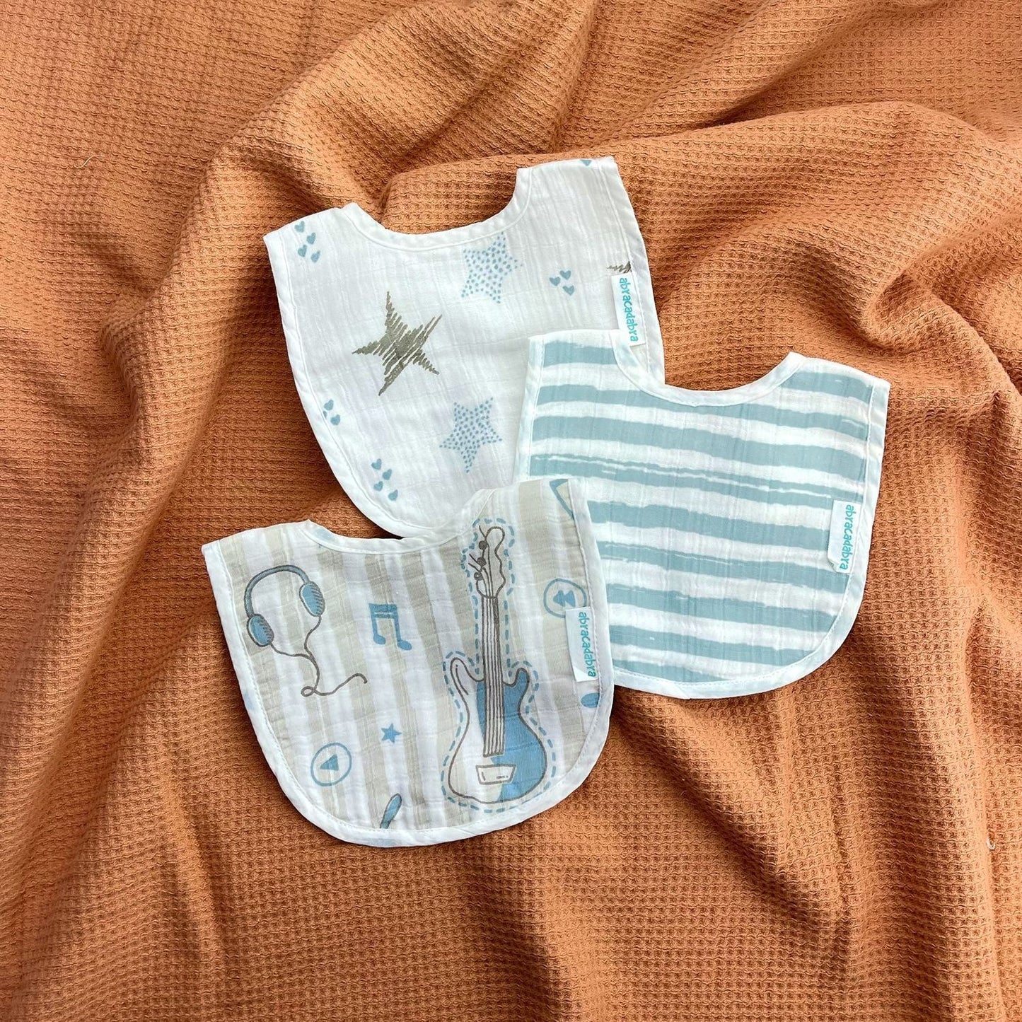 Abracadabra Muslin Bibs - Rockstar Pack of 3