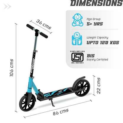 R for Rabbit Road Runner Sportz Scooter - 3 Level Height Adjustment, Easy Fold, Wide Base & Stand Lake Blue