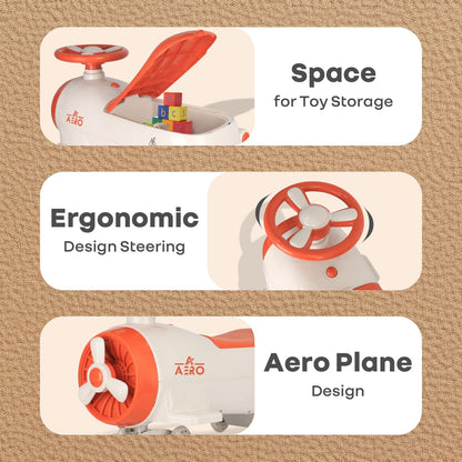 R for Rabbit Iya Iya Aero Swing Car For Kids (Cream Orange)