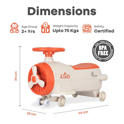R for Rabbit Iya Iya Aero Swing Car For Kids (Cream Orange)