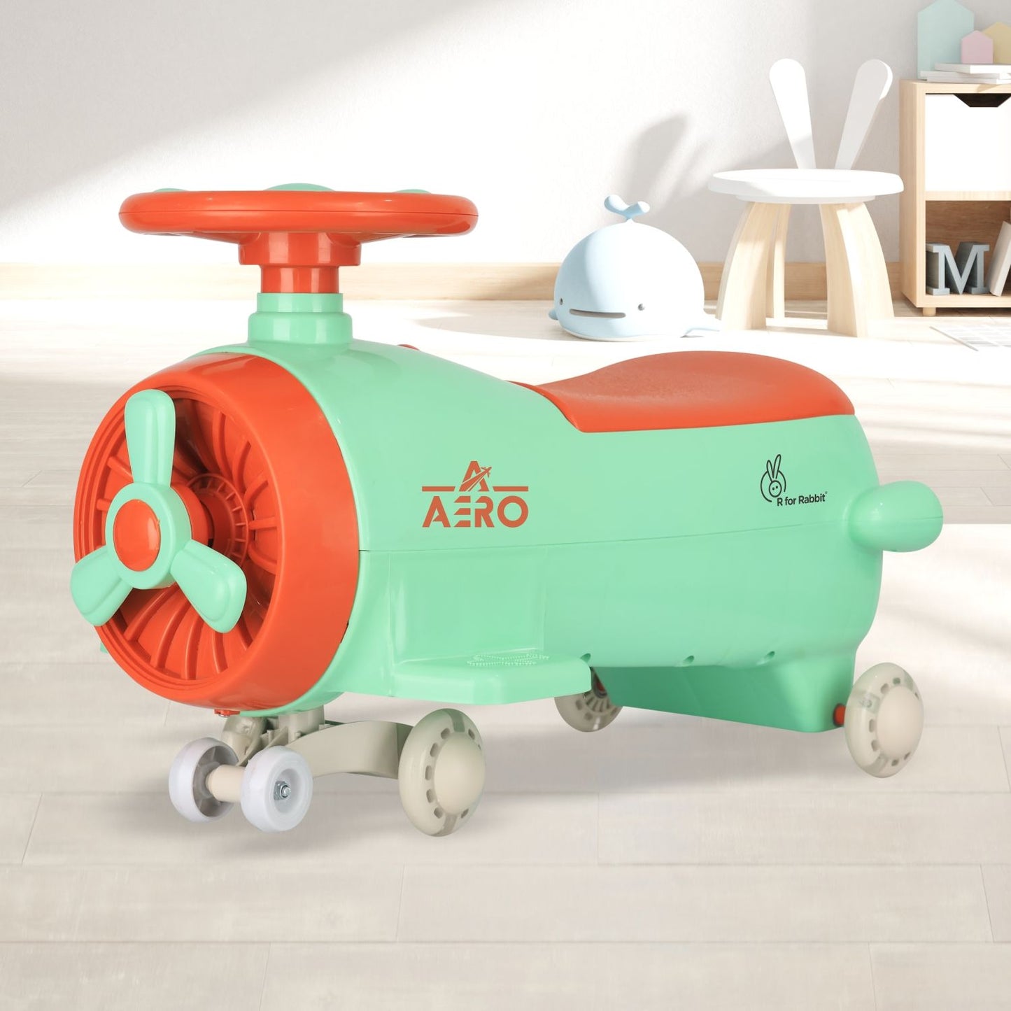 R for Rabbit Iya Iya Aero Swing Car For Kids (Green Orange)