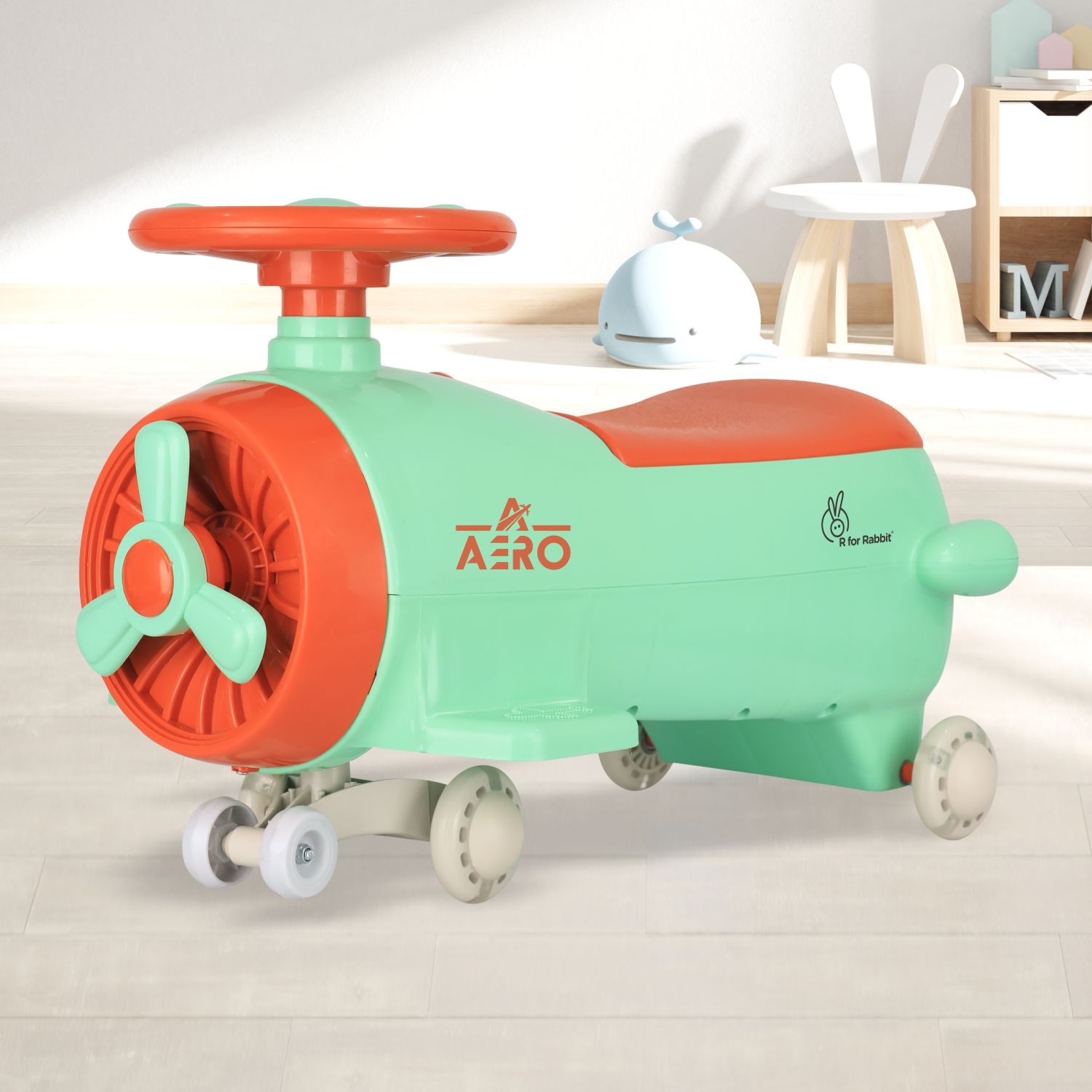 R for Rabbit Iya Iya Aero Swing Car For Kids (Green Orange)