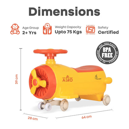 R for Rabbit Iya Iya Aero Swing Car For Kids (Yellow Orange)