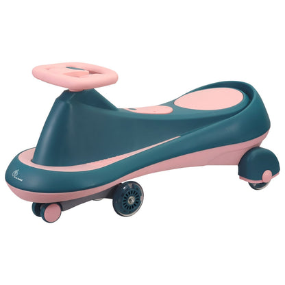 R for Rabbit Iya Iya Drift Swing Car - Inbuilt Music, Scratch Free PU Led Wheels, Up To 125 Kgs Capacity Green Pink