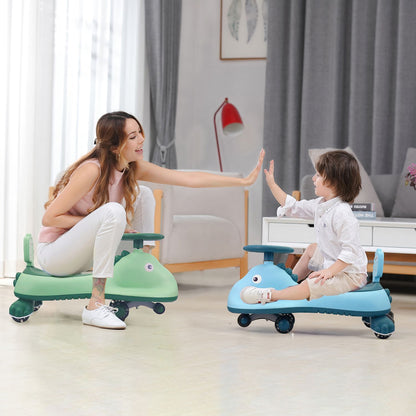 R for Rabbit Iya Iya Dino Swing Car - Inbuilt Music With Light, PU LED Wheels, ABEC 7 Bearing, Up To 100 Kgs Capacity Blue