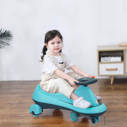 R for Rabbit Iya Iya Drift Swing Car - Inbuilt Music, Scratch Free PU Led Wheels, Up To 125 Kgs Capacity Sky Blue