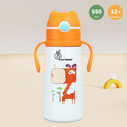 R for Rabbit Steebo Safari Stainless Steel Sipper Bottle For Kids Orange Giffy
